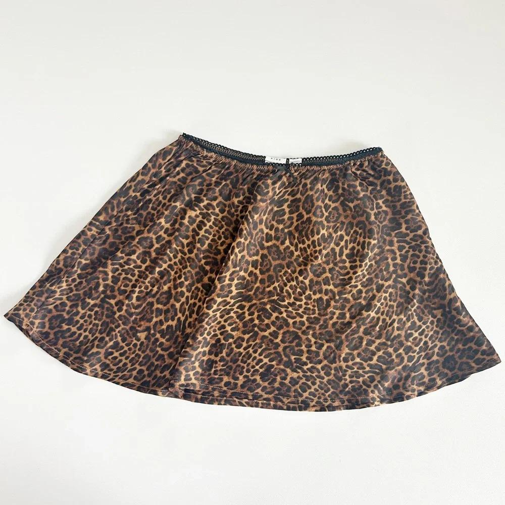 Gap Kids Girls Leopard Print Satin‎ A-Line Indie Sleaze Mini Skirt Size S 6-7